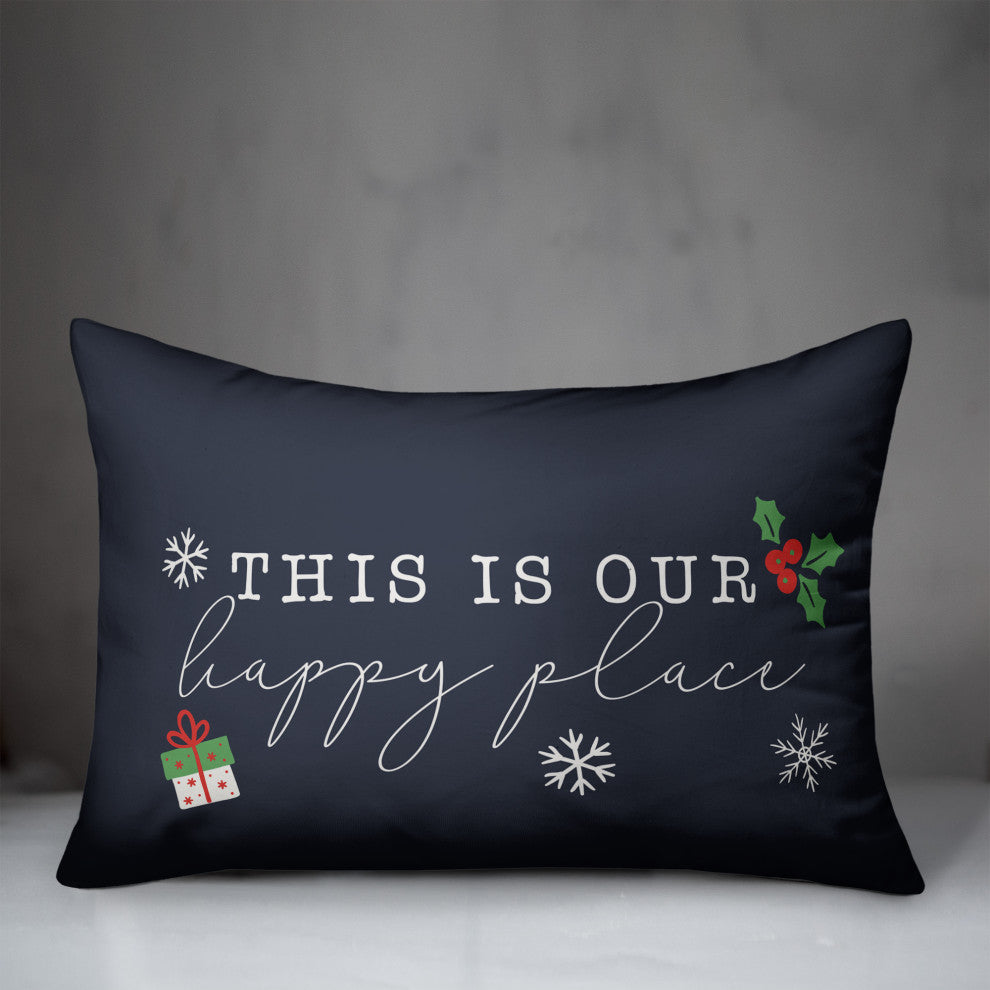 Navy This Is Our Happy Place 20x14 Spun Poly Pillow