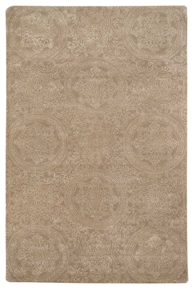 7.6" X9.6" X 0.5" Beige Wool Area Rug