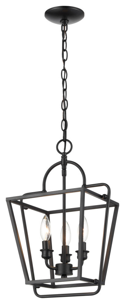3-Light 12" Matte Black Pendant