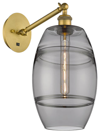 Ballston-Vaz 1-Light 8" Sconce, Arm Adjusts Up/Down, Brushed Brass, Light Smoke