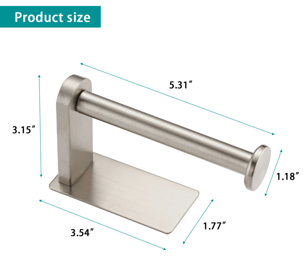 Wall Mounted Self-Adhesive Bathroom Toilet Paper Holder Roll Dispenser, Brushed Nickel