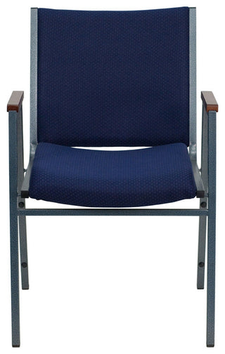 HERCULES Series Heavy Duty Navy Blue Dot Fabric Stack Chair with Arms