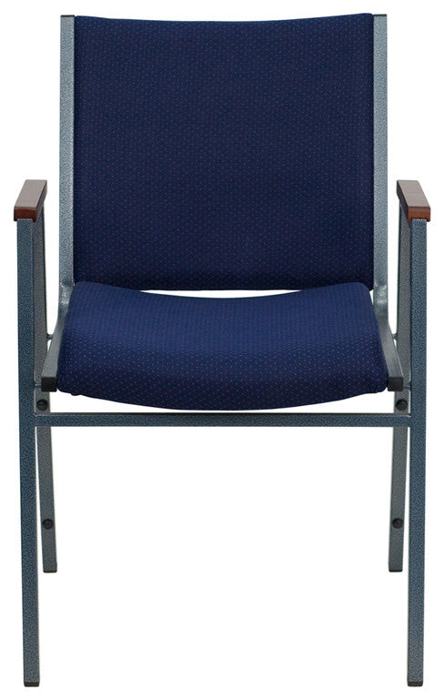 HERCULES Series Heavy Duty Navy Blue Dot Fabric Stack Chair with Arms