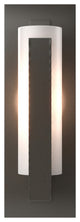 Forged Vertical Bar Sconce, Steel Backplate, Dark Smoke Finish, Opal Glass