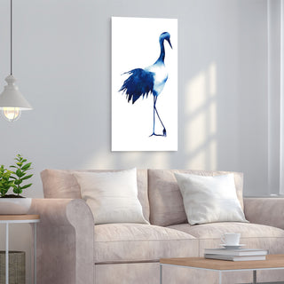 "Ink Drop Crane 1" Wall Art on Frameless Free Floating Tempered Glass Panel
