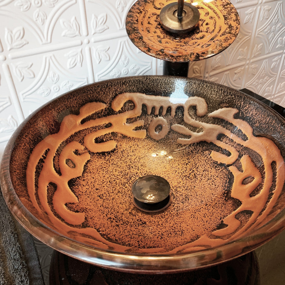 Mosaico Glass Vessel Sink Set, Oil Rubbed Bronze