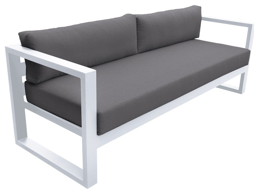 Aelani Outdoor 4-Piece Set, White Finish and Charcoal Cushions