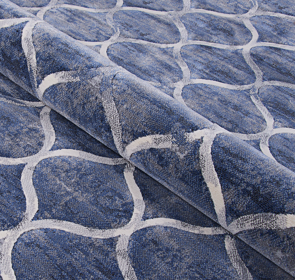 Couristan Easton Ogee Area Rug, Dusk Blue, 6'6" X 9'6"