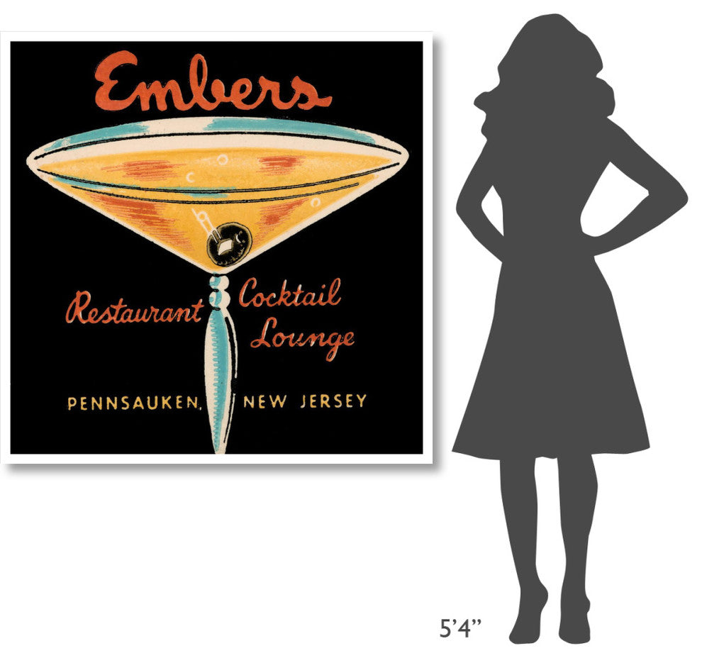 "Embers Restaurant Cocktail Lounge" Print by Vintage Booze Labels, 46"x46"