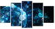 Blue Spherical Water Drops, Large Floral Canvas Art Print, 60"x32", 5 Panels