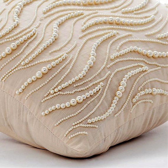 Throw Pillow Covers 26" x 26" Pillowcase Beige Cotton Abstract - Pearl Charmer