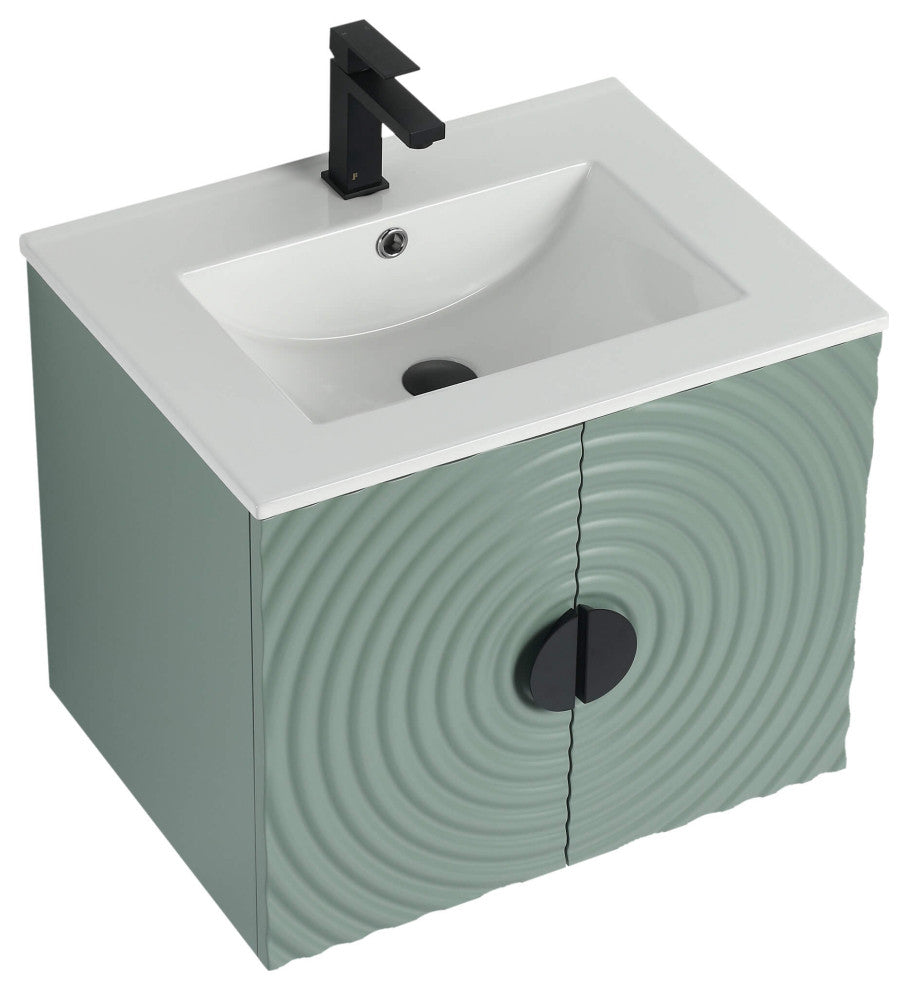 Pellabay Bath Vanity, Fluted Circular Doors Sink Included