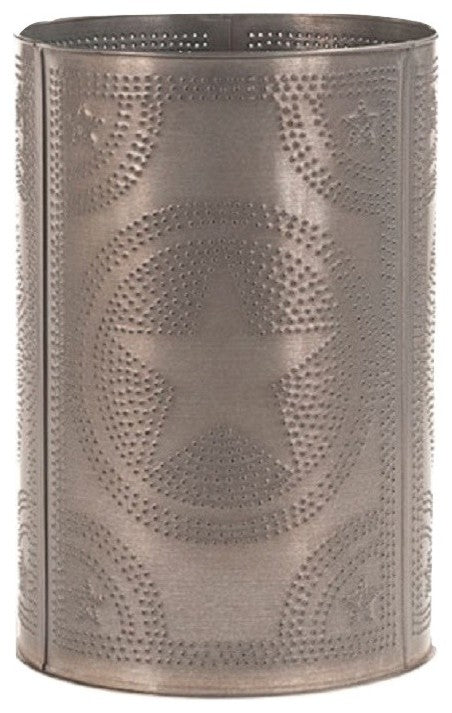 Punched Tin Metal Waste Basket Trash Can, Star