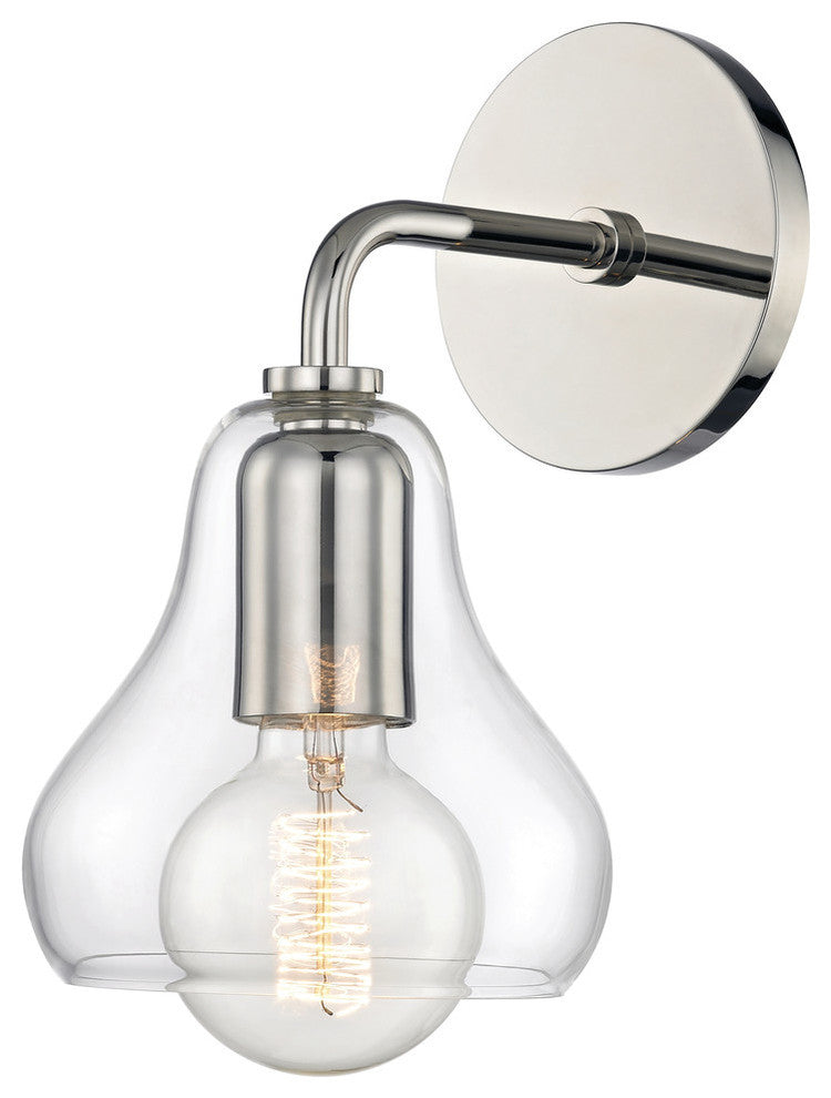 Sadie Small Wall Sconce - Polished Nickel Finish - Clear Glass