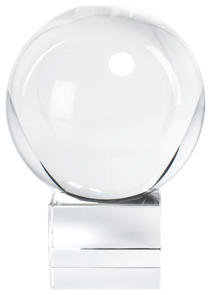 Sakinah Large Decorative Crystal Glass Orb on Base, Clear