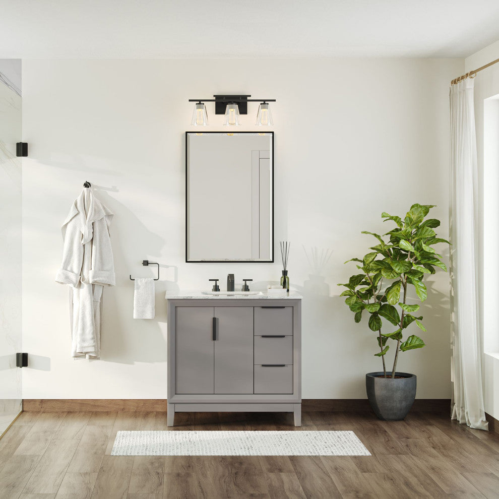 The Ezra Bathroom Vanity, Cashmere Gray, 36", Single Sink, Freestanding