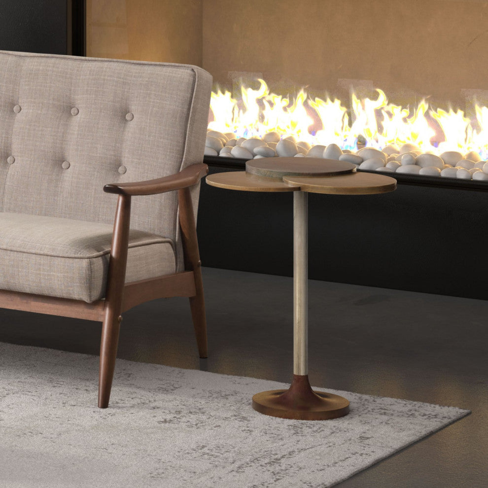 Sofa Side Table, Aluminum, Metal, Bronze, Antique Brass, Lounge Hospitality