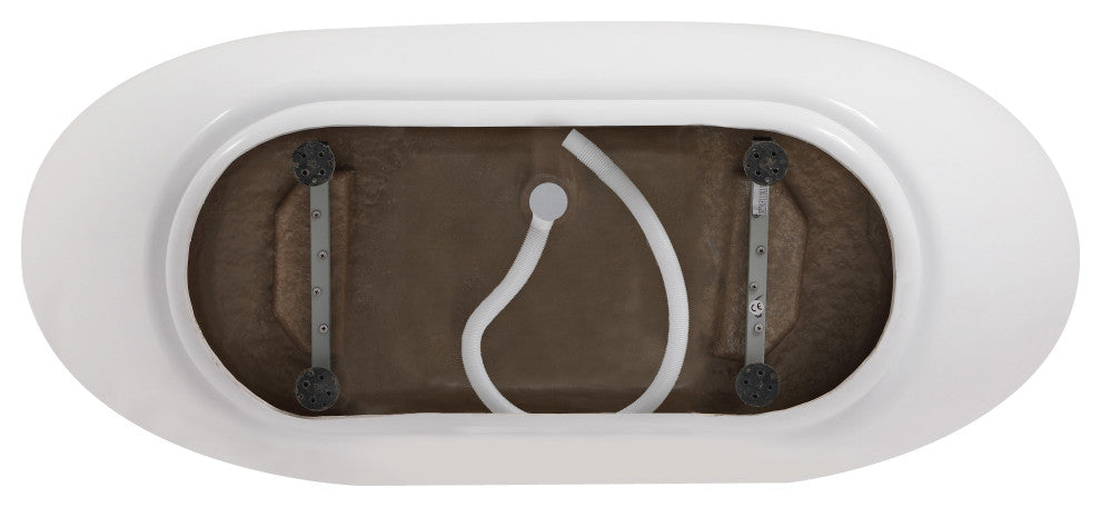 Igor 62" Soaking Bathtub, Glossy White With Polished White Trim