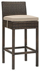 Brown Beige Conduit Outdoor Patio Wicker Rattan Bar Stool