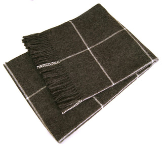 100% Baby Alpaca Squares Throw, All Natural, Charcoal