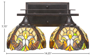 Uptowne 2-Light Bath Bar, Dark Granite/Ivory Cypress Art