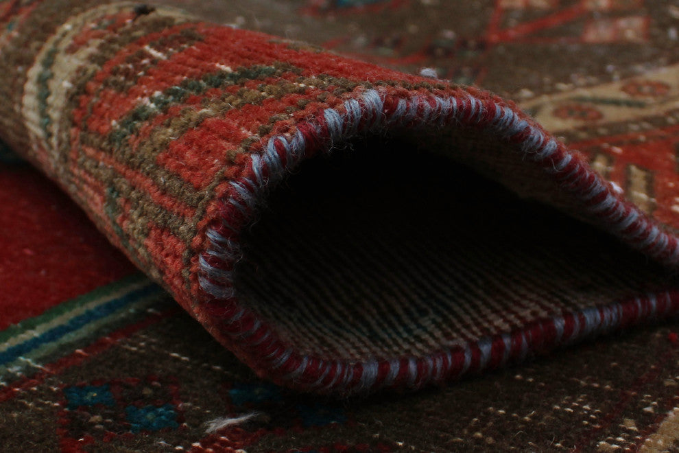 Fine Vintage Distressed Ahyan Red Rug, 4'3x7'9