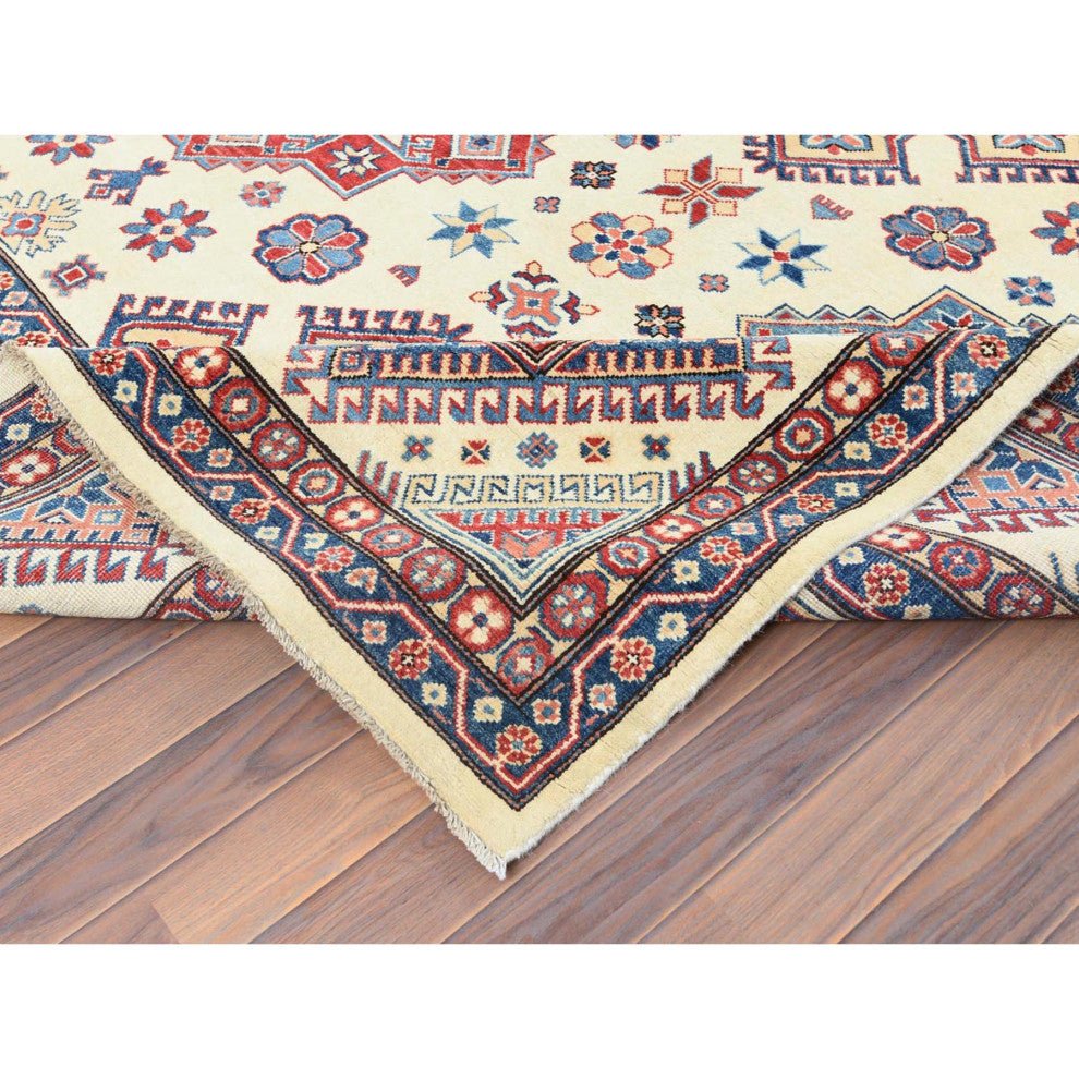 Ivory Afghan Special Kazak Soft Wool Hand Knotted Oriental Rug 9'10" x 13'8"