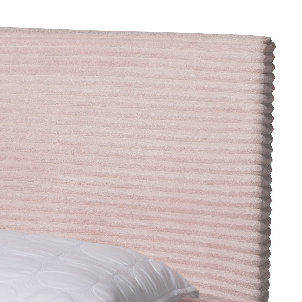 Liberty Velvet Queen Size Panel Bed, Light Pink