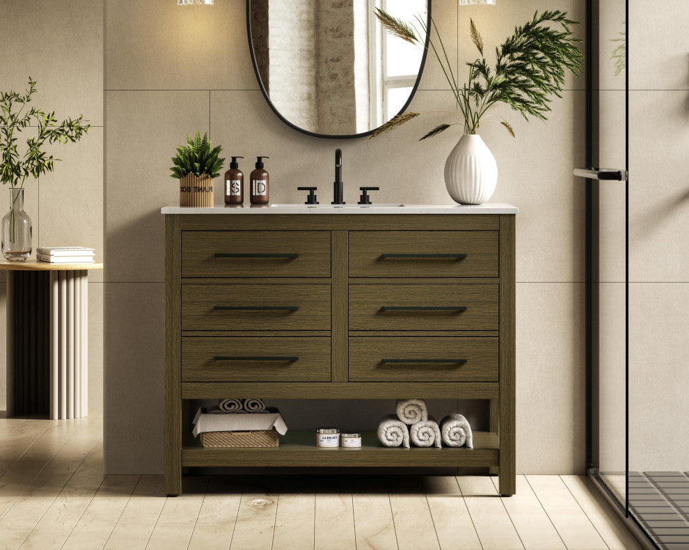 Home Living 42" Single Bathroom Vanity, Chestnut Brown