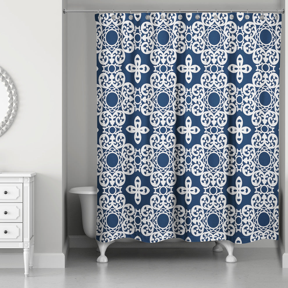 Tile Shower Curtain, Blue