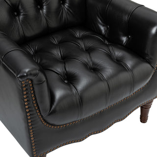 Bertram Genuine Leather Armchair Set of 2, Black