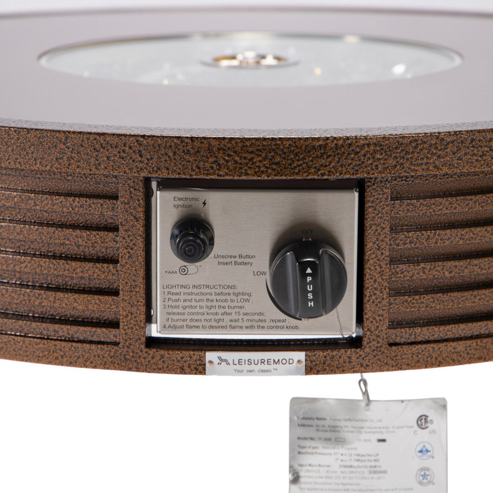 LeisureMod Walbrooke Patio Conversation Set With Fire Pit Table, Charcoal