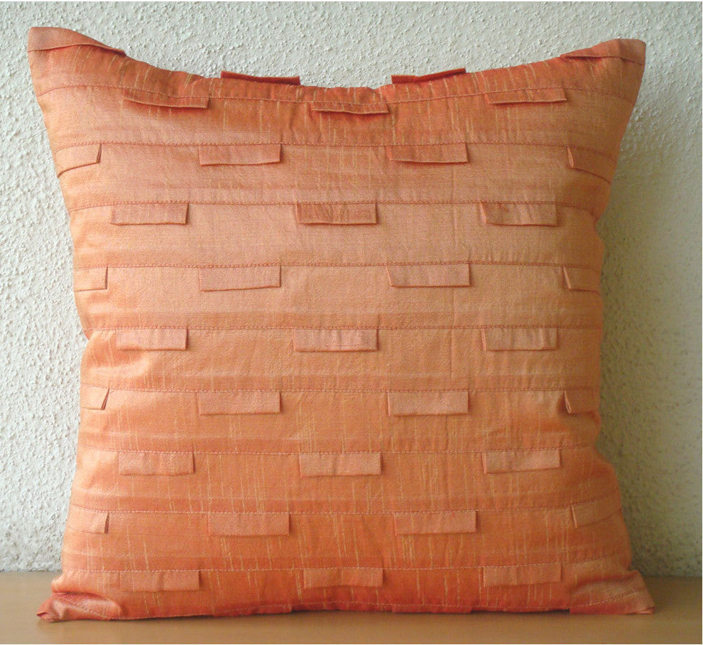 Orange Accent Pillows Art Silk 20"x20" Toss Pillow Covers, Orange Ocean