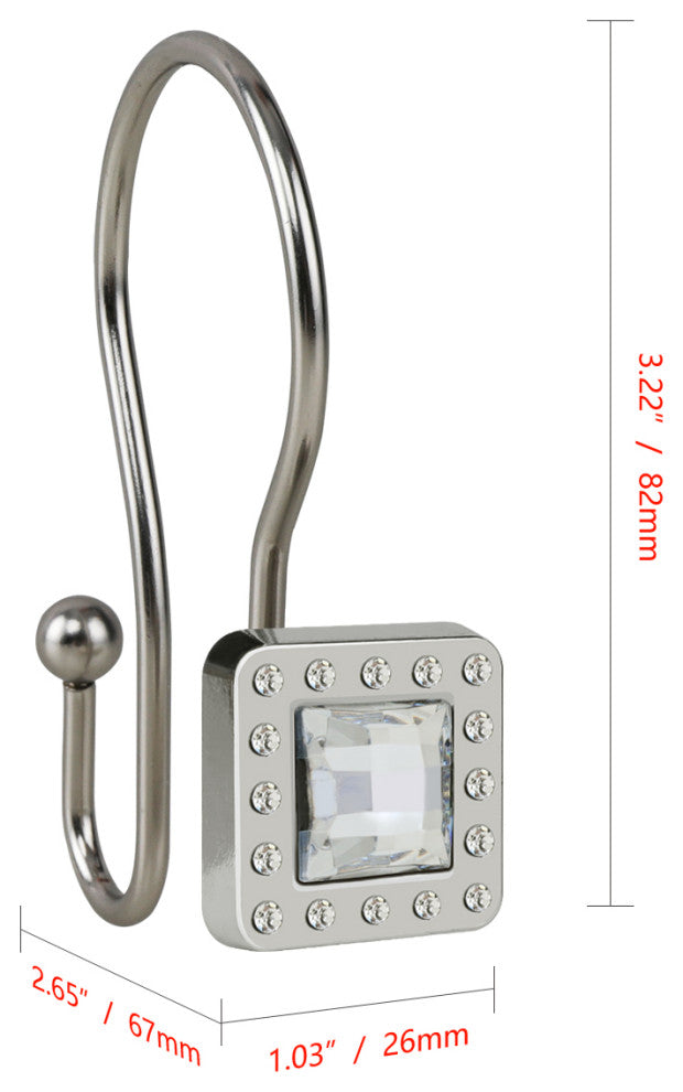 Utopia Alley Shower Hooks - Double Shower Curtain Rings for Bathroom, Brushed Nickel