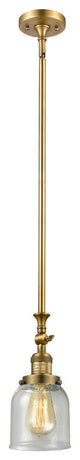 1-Light Small Bell 5" Pendant, Brushed Brass, Glass: Seedy