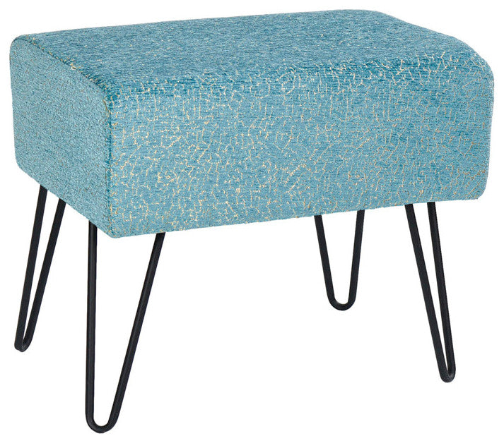 Babati Jacquard Chenille Ottoman, Turquoise, 19''x13''x17''