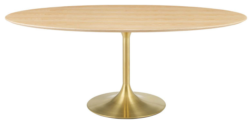 Lippa 78" Oval Wood Dining Table, Gold Natural