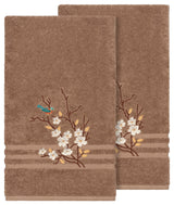 Linum Home Textiles Spring Time Embellished, Latte, Bath Towel, 2-Piece Set