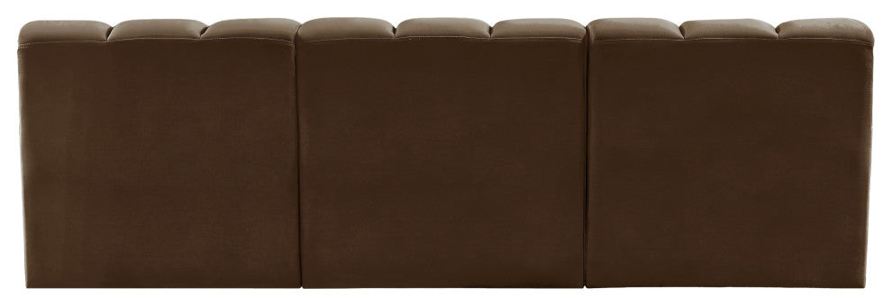 Arc Velvet Upholstered 3-Pc. Modular Sofa, Brown