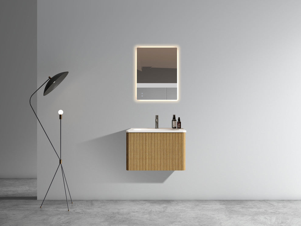 Wall-Mounted Bathroom Vanity Set with White Ceramic Sink