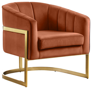 Carter Velvet Upholstered Accent Chair, Cognac
