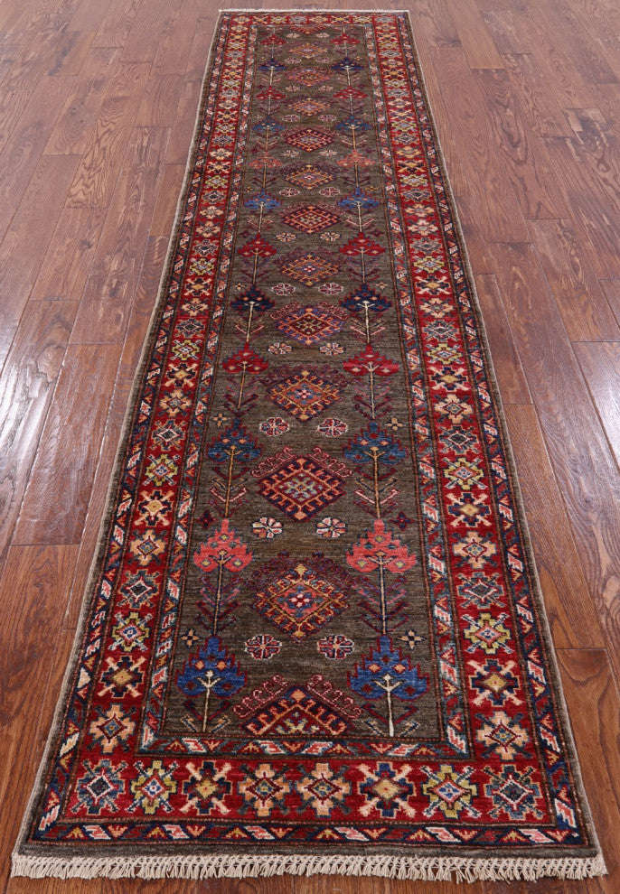 Runner Super Kazak Hand Knotted Wool Rug 2' 6" X 10' 8" Q7500