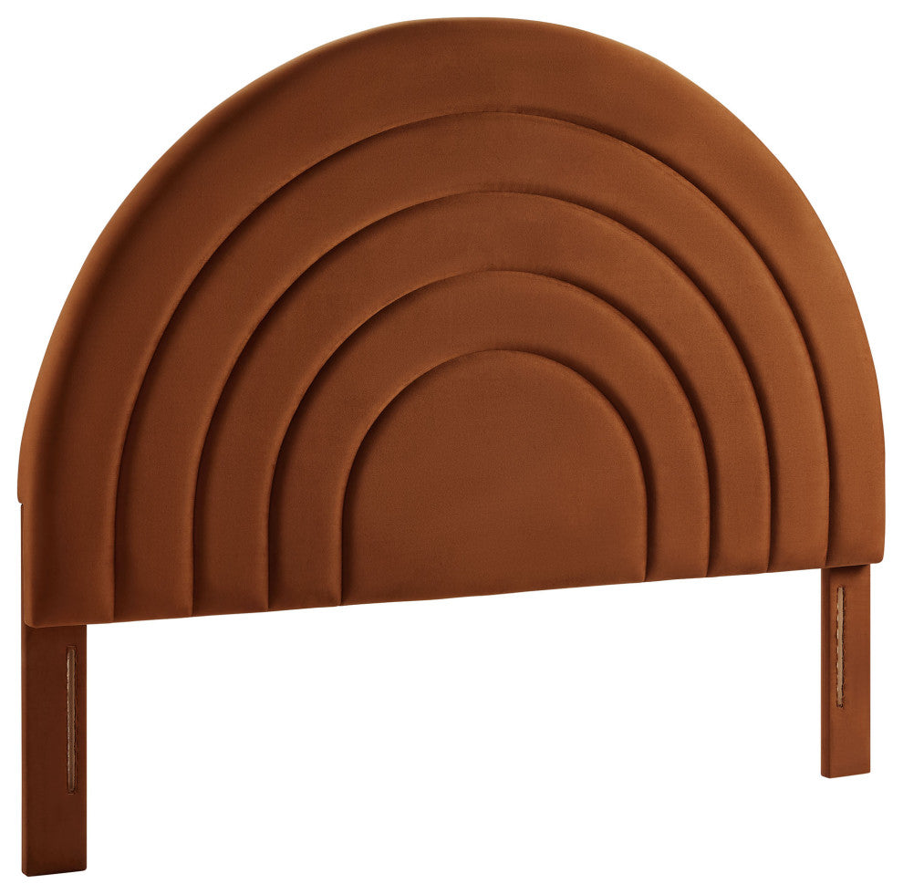Solana Arched Performance Velvet Queen Headboard, Rust