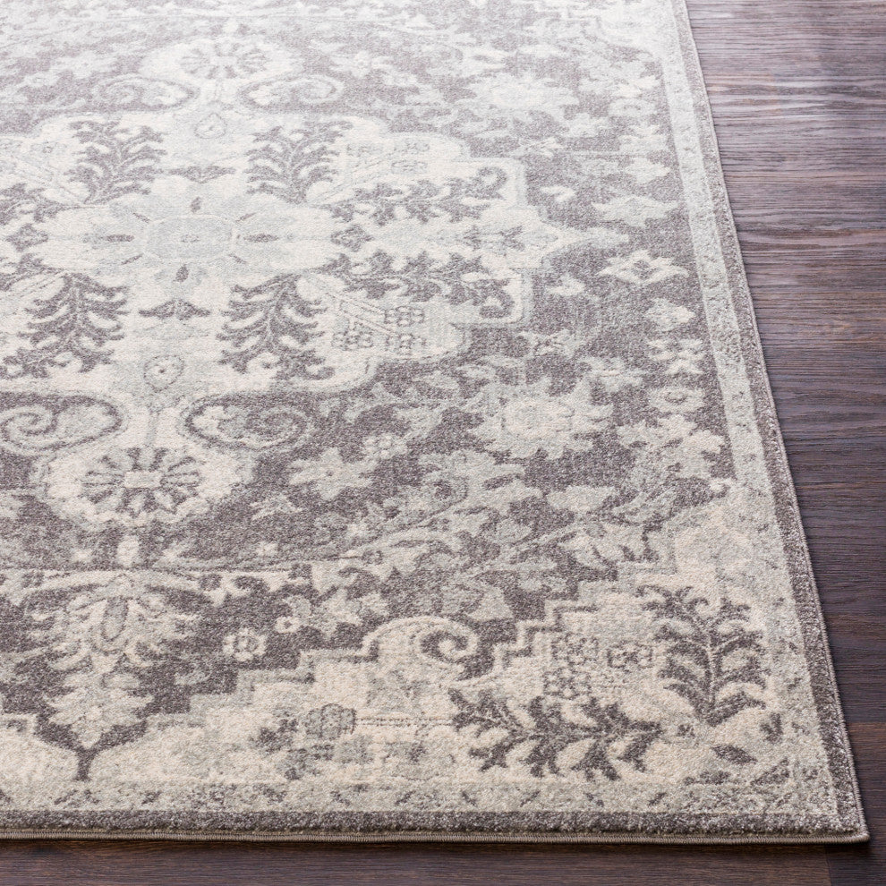 Harput Updated Traditional Charcoal, Light Gray Area Rug, 2''7"x7''3" Runner
