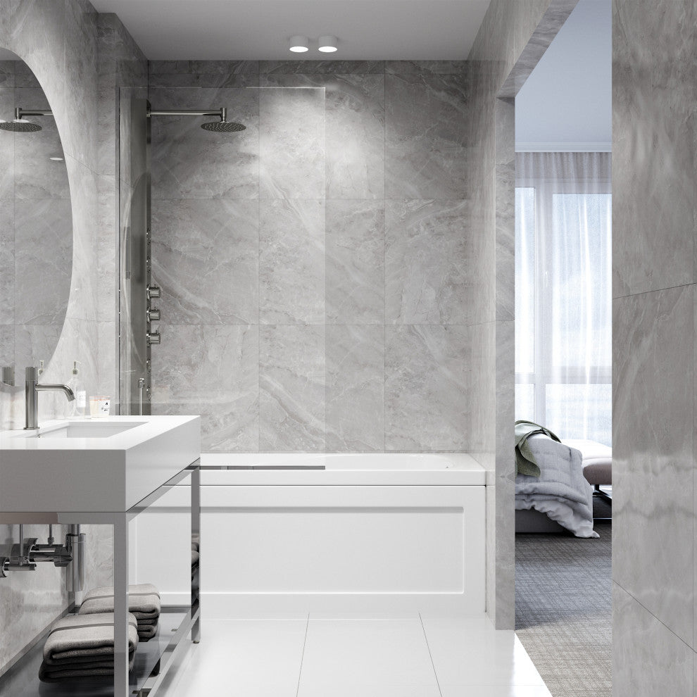 VIGO Zenith Frameless Fixed, Chrome, Tub Screen, 34" W X 62" H, Clear Glass