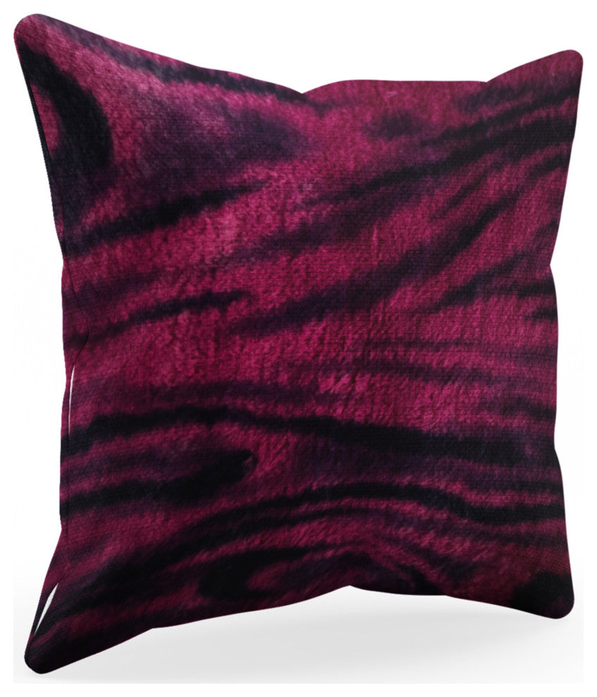 Plutus Fuchsia Black Galaxy Faux Fur Luxury Throw Pillow, 20" x 26" Standard