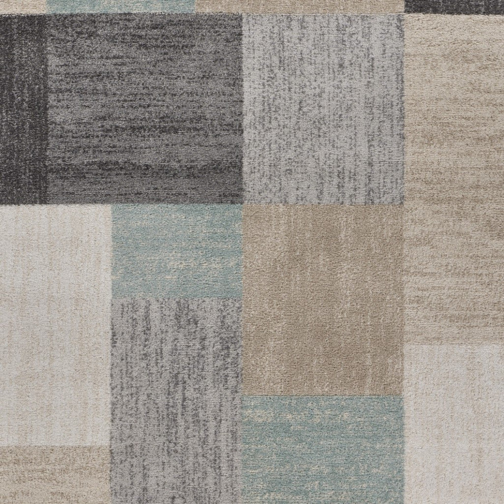 8" x 10" Beige and Black Modern Blocks Area Rug