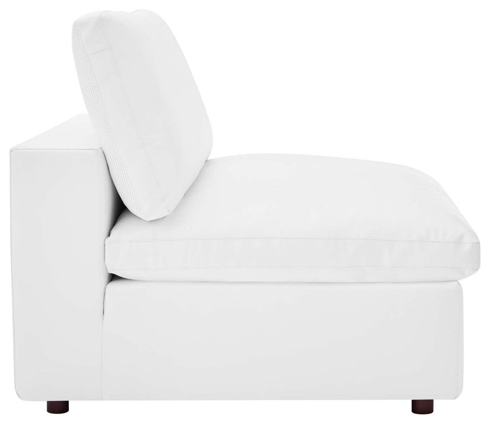 Commix Down Filled Overstuffed Vegan Leather 6-Piece Sectional Sofa - White