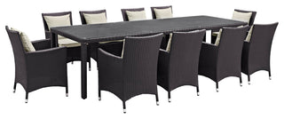 Convene 11 Piece Outdoor Patio Dining Set, Espresso Beige