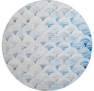 Addison Premium Washable Mayfield AMF184 Blue 8' x 8' Round Rug